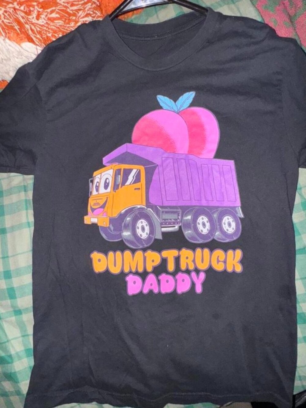 "Dump Truck Daddy" Graphic Black T-Shirt Size M